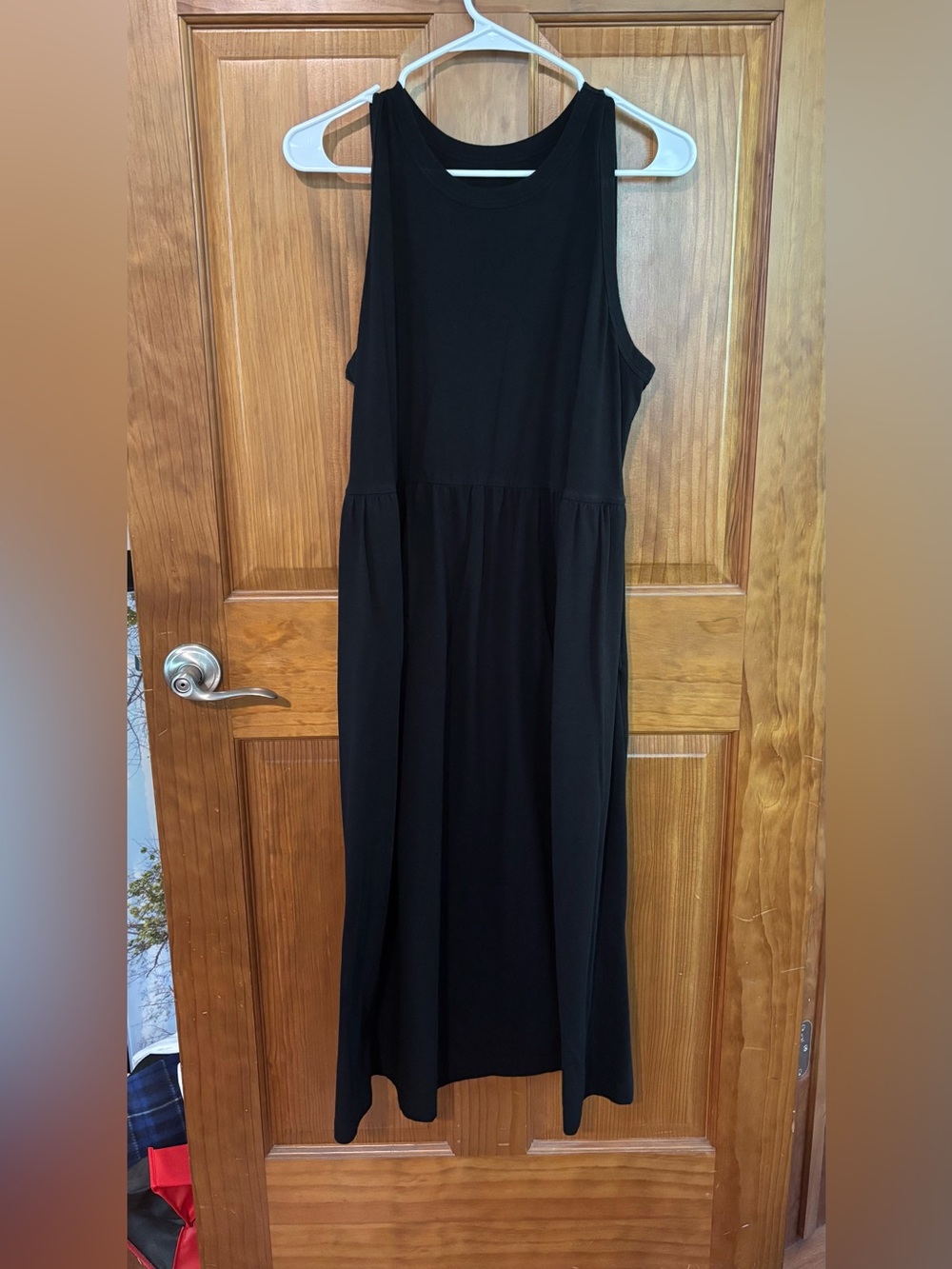a new day Black Sleeveless Maxi Dress with Gathered Waist- has pockets!